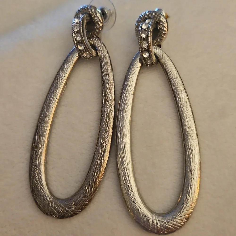 Vintage 1980s Long Doorknocker Hoop Statement Earrings